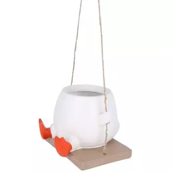 FE# Penguin Swing Planter Pot Смола Penguin Подвесной Кашпо для Сада Двор (Бла