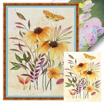 FE# Полная вышивка Эко-хлопковая нить 11CT Печатный цветок Набор для вышивки крестом Искусство 1