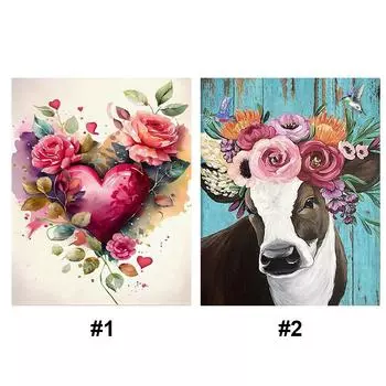 FE# Полная вышивка Эко-хлопковая нить 11CT Напечатанный цветок Корова Набор для вышивки крестом A szx2575