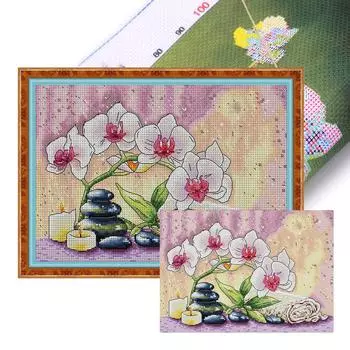 FE# Полная вышивка Эко-хлопковая нить 14CT Печатный цветок Набор для вышивки крестом Искусство HA191