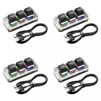 FE # RGB Mini Cut Copy Paste Клавиатура 3-клавишная игровая механическая клавиатура USB Type-C