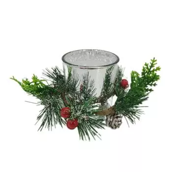 FE# Рождественский венок, стеклянные подсвечники, гирлянда, подсвечник, украшение, подарок (Сил