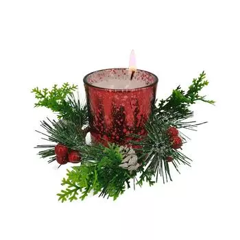 FE# Рождественский венок, стеклянные подсвечники, романтическая гирлянда, подсвечник, подарок (красный
