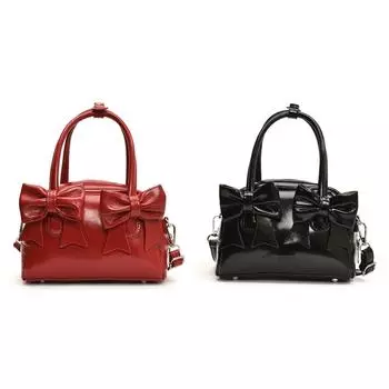FE # Женская сумка через плечо из искусственной кожи с бантом, стильная сумка через плечо для путешествий на открытом воздухе (красный)