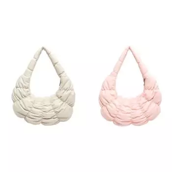 FE # Женская сумка-тоут Cloud Tote из искусственной кожи плиссированная сумка для подмышек для путешествий на открытом воздухе (бежевый)