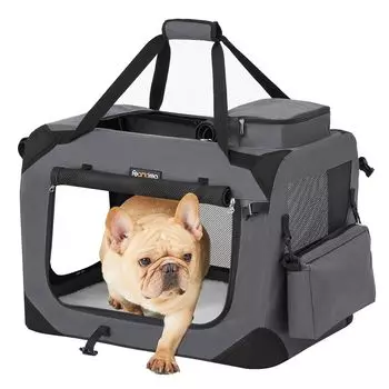 FEANDREA Pet Carrier Dog Cat Carrier Bag Carry Case Folding 50 x 35 x 35cm Gray PDC50G01 темно-серого