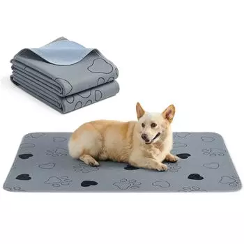 FEANDREA Pet Mat Set of Dog Mat Pee Pet For Dogs and 91 x 122 см PTD036G01 2, Коврик, Брезент, Кошки, Моющийся, Впитывающий, Противоскользящий, Антибактериальный, серый