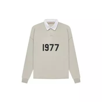 Fear of God Essentials 1977 Series SS22 Повседневная рубашка-поло с длинными рукавами для регби Мужские топы Пшеничные FOG-SS22-106 XL
