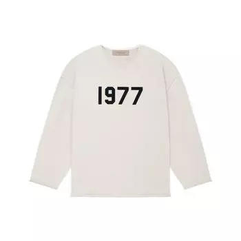 Fear of God Essentials 1977 Series SS22 Свитер с необработанными краями и надписью из флока с длинными рукавами Мужской свитер Пшеничный FOG-SS22-121 XL