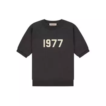 Fear of God Essentials 1977 Series SS22 Толстовка с круглым вырезом и короткими рукавами реглан Мужская толстовка Железно-черная FOG-SS22-210 XXS