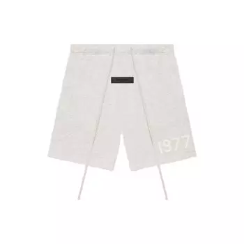 Fear of God Essentials 1977 Series SS22 Спортивные повседневные шорты с завязками с логотипом и флоком Мужские шорты Светло-овсяные FOG-SS22-094 S
