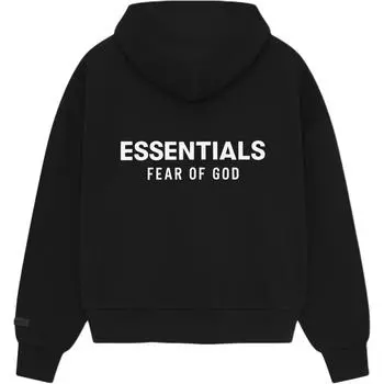 Fear of God Essentials Classic Fit Fleece Hoodie Jet Black Men Tops 192AS252050F