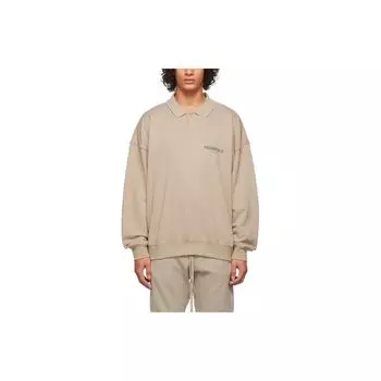 Fear of God Essentials Французская махровая футболка-поло с длинным рукавом FW21 Топы унисекс Стринги Желто-коричневый FOG-FW21-197 L