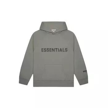 Fear of God Essentials FW20 3D силиконовая аппликация пуловер с капюшоном с логотипом и карманом-кенгуру унисекс топы угольно-цементный FOG-FW20-232 M