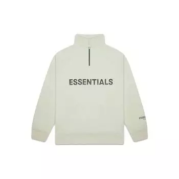 Fear of God Essentials FW20 Флисовая толстовка с длинными рукавами и высоким воротником на молнии Топы унисекс Серо-зеленый 0192250500213012 M