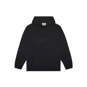 Fear of God Essentials FW20 Толстовка с 3D силиконовой аппликацией на флисовой подкладке Толстовка унисекс черная FOG-FW20-225 M