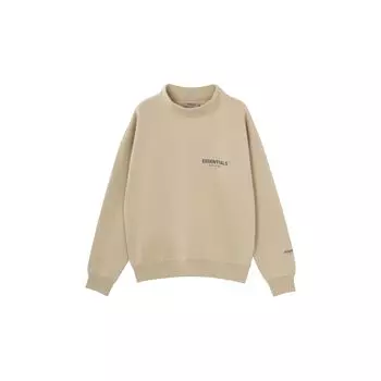 Fear of God Essentials FW21 Пуловер на флисовой подкладке с воротником-стойкой Топы унисекс Бежевый лен FOG-FW21-111 XXL