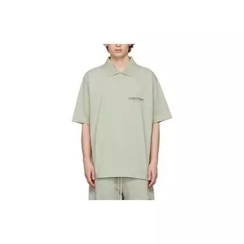 Fear of God Essentials FW21 Ssense эксклюзивный трикотажный поло с логотипом Concrete унисекс топы зеленые FOG-FW21-113 L