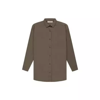 Fear Of God Essentials FW22 Long Sleeve Oxford Shirt Women tops Wood-Brown FOG-FW22-611 XS