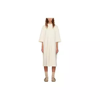 Fear of God Essentials FW22 Off White Короткие рукава Миди Платье Женские Платья Яичная Раковина FOG-FW22-081 L