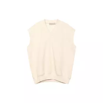 Fear of God Essentials FW22 Ребристый вязаный жилет с v-образным вырезом Мужские топы Яичная скорлупа-белый FOG-FW22-890 L