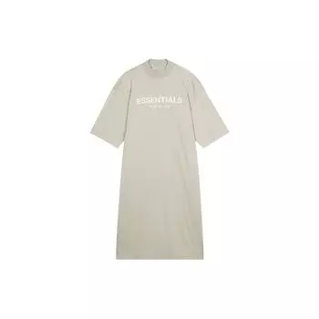 Fear of God Essentials FW22 Серое платье миди с коротким рукавом и принтом в виде дымчатых букв Женское платье FOG-FW22-062 M