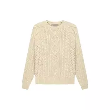 Fear of God Essentials FW22 вязаный свитер с косами, мужские топы, цвет яичная скорлупа-белый FOG-FW22-749 L