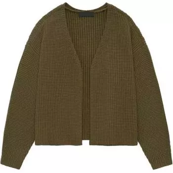 Fear of God Essentials Heavy Waffle Cardigan Military Men Tops Green 192BT246205F S