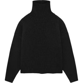 Fear of God Essentials Heavy Waffle Turtleneck Black Men Tops 192BT246190F XXL