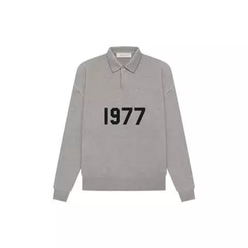Fear of God Essentials Коллекция 1977 SS22 Вязаная рубашка-поло с длинными рукавами Мужские топы Темно-овсяные FOG-SS22-058 XS