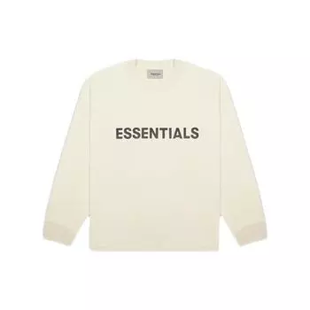 Fear of God Essentials Коллекция SS20 3D силиконовая аппликация Свободная футболка с длинными рукавами Топы унисекс Кремово-кремовый FOG-SS20-412 L