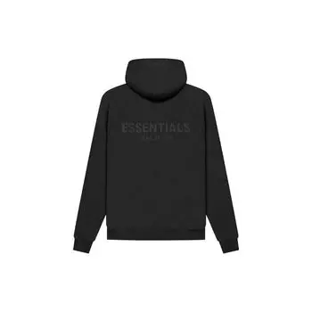Fear of God Пуловер с логотипом Essentials, флисовая толстовка с капюшоном, зимняя толстовка унисекс, черная, FOG-SS21-573 XS