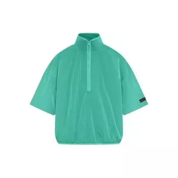 Fear of God Essentials Мятая нейлоновая рубашка с короткими рукавами на молнии и мятном листе Мужские топы Зеленые 186SP244052F M