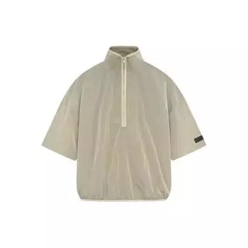 Fear of God Essentials Мятая нейлоновая рубашка с короткими рукавами и половиной молнии Садовые желтые мужские топы 186SP244051F