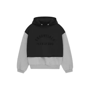 Fear of God Essentials Нейлоновый флисовый свитер с капюшоном Светло-серый/угольно-черный мужские топы Разноцветные 202SP244326F XL
