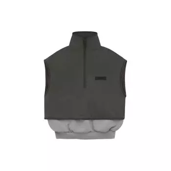 Fear of God Essentials Нейлоновый флисовый жилет с воротником-стойкой Темный вереск Овсянка/чернила Мужская верхняя одежда Серый 202SP244293F S