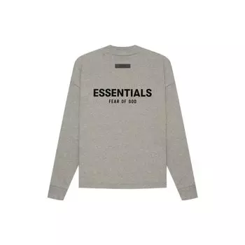 Fear of God Essentials Осень SS22 Футболка с длинными рукавами с логотипом и флокированными буквами Мужские топы Темно-овсяные FOG-SS22-609 XL