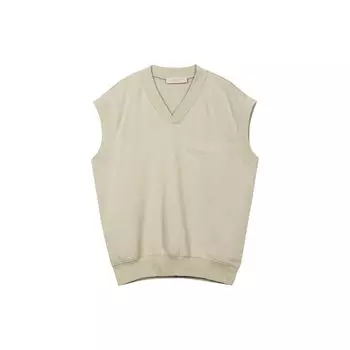 Fear of God Essentials Осень-Зима 2022 Жилет в рубчик с V-образным вырезом и флисовым логотипом Жилет унисекс Дымчато-серый FOG-FW22-666 L