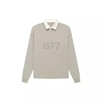 Fear of God Essentials Осень-Зима 2022 Поло Henley Rugby с длинными рукавами и флокированными цифрами Топы унисекс Дымчатый FOG-FW22-097 S