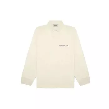 Fear of God Essentials Осень-Зима 20 Рубашка-поло с длинными рукавами и логотипом Топы унисекс Кремовые FOG-FW20-365 L