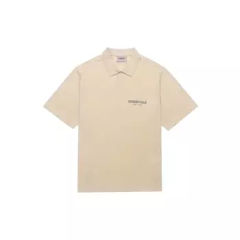 Fear of God Essentials Осень Зима 21 Эксклюзивная футболка-поло из джерси с логотипом SSENSE Топы унисекс Бежевый лен FOG-FW21-112 XXS