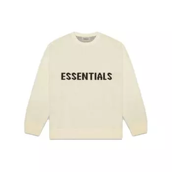 Fear of God Essentials SS20 Графический логотип круглый вырез длинный рукав свитер унисекс свитер белый FOG-SS20-268 L