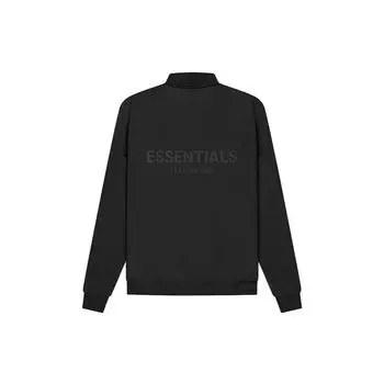 Fear of God Essentials SS21 Флисовая толстовка с молнией на половину длины и логотипом Топы унисекс Черный FOG-SS21-575 S