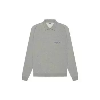 Fear of God Essentials SS21 Футболки-поло из французской махровой ткани с длинными рукавами унисекс Темно-вереск-овсянка FOG-SS21-616 L