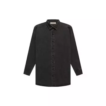 Fear of God Essentials SS22 Джинсовая рубашка с длинным рукавом Мужские топы Черные FOG-SS22-460 L