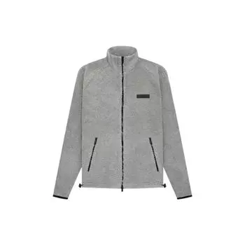 Fear of God Essentials SS22 Флисовая куртка на молнии с нашивкой-логотипом Мужские куртки Темно-овсяные FOG-SS22-039 XL