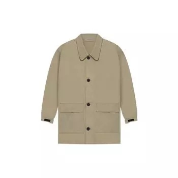 Fear of God Essentials SS22 Куртка-ветровка средней длины с простыми пуговицами и лацканами Мужские куртки Дубово-коричневые FOG-SS22-386 M