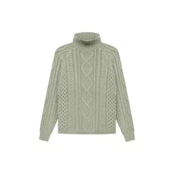 Fear of God Essentials SS22 Свитер с высоким воротником косой вязки Мужские топы Морская пена Оливково-зеленый FOG-SS22-43 M