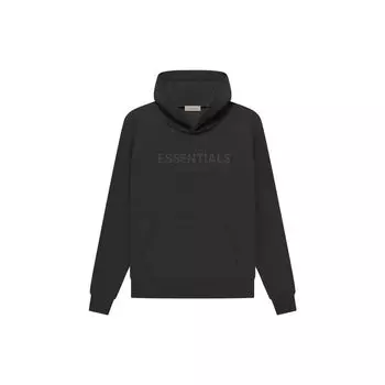 Fear of God Essentials SS23 Толстовка с капюшоном вафельного реглан и принтом логотипа Мужские топы Faded-Black FOG-SS23-037 S