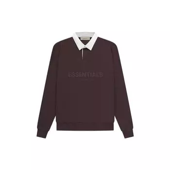 Fear of God Essentials SS23 Вафельная футболка Henley для регби с буквенным логотипом и принтом-поло с длинными рукавами Мужские топы сливового цвета FOG-SS23-054 S